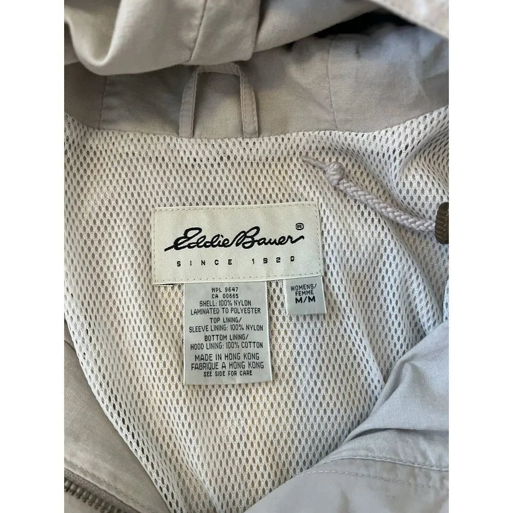 Eddie Bauer Womens Gray Zip Up Hooded Chore‎ Jacket Utility Size Medium